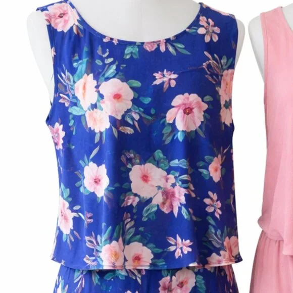 Floral Blue & Pink 2-Piece Outfit – Mix & Match Set - Picture 4 of 9